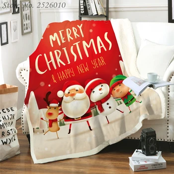 

Throw blanket Merry Christmas 3D Velvet Plush Blanket Bedspread For Kids Girls Sherpa Blanket Couch Quilt Cover Travel 01