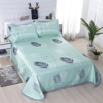 

3pcs /set Summer Mat Cartoon Ice Silk Mat Double Queen Size Washable Foldable Bed Sheets Pillowcase No formaldehyde