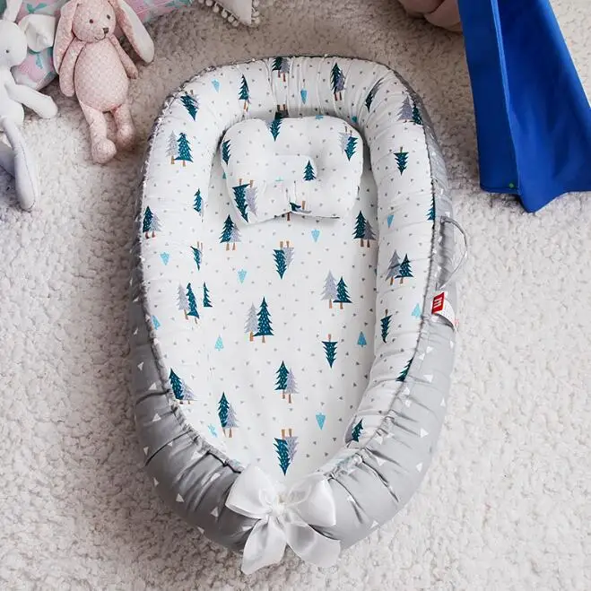 Портативная детская кроватка для новорожденных детская колыбель детская корзина хлопковая переносная детская кроватка постельное белье с подушкой YHM006 - Цвет: YHM006J