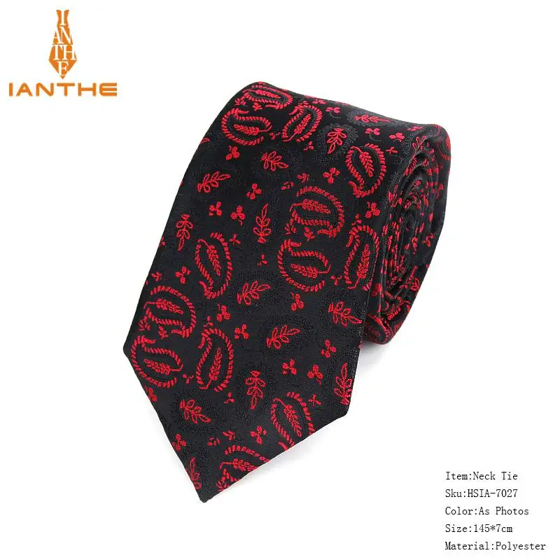 Новые стильные галстуки для мужчин Пейсли полиэстеровый жаккардовый тканый мужской галстук формальный свадебный тонкий шейный галстук Gravata узкий галстук - Цвет: Photo Color