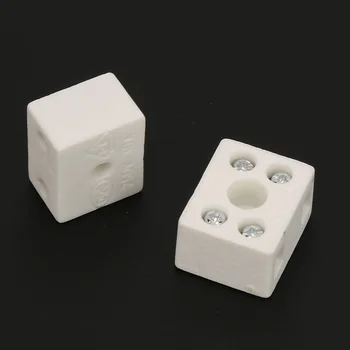 

5Pcs High Quality Wire Connector 2 Position 5 Hole Ceramic Wiring Terminal Block Temperature Resistant Porcelain