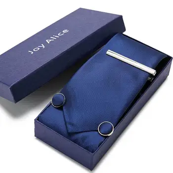 

32 Styles Men's Ties Blue stripe 7.5 cm 100% silk Hanky+ cuffink + Necktie Accessories Daily Wear Wedding Party Gift box 12568