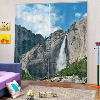 

Mountain Waterfall Blackout Curtain Finished Window Blinds Drapes Modern Curtains for Bedroom Living Room Kirchen dormitorio