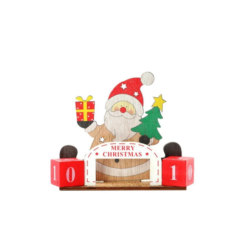 Wooden Christmas Advent Calendar With Painted Blocks Countdown To Christmas Holiday Home Desktop Ornament Decor Supplies - Цвет: A