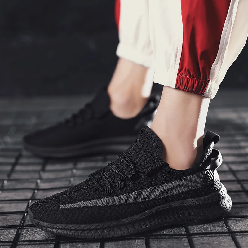 Breathable Mesh Men Sock Sneakers Outdoor Comfortable Fitness Trainers Walking Athletic Sport Tennis Shoes Tenis Masculino White