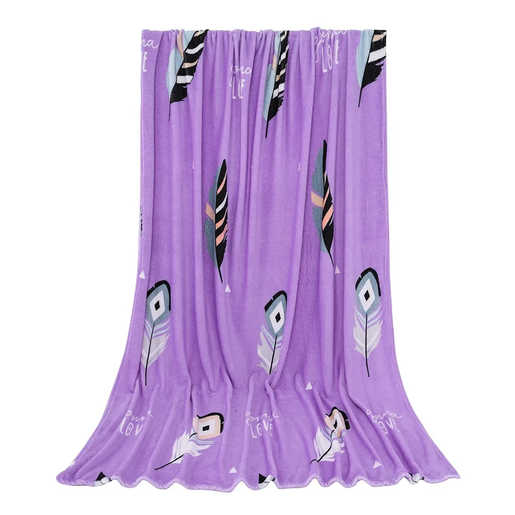 Purple Супер мягкое теплое одеяло для сна, супер мягкое уютное бархатное плюшевое теплое постельное белье для дивана, микро плюшевое Флисовое одеяло, покрывало для дивана, постельные принадлежности - Цвет: Purple