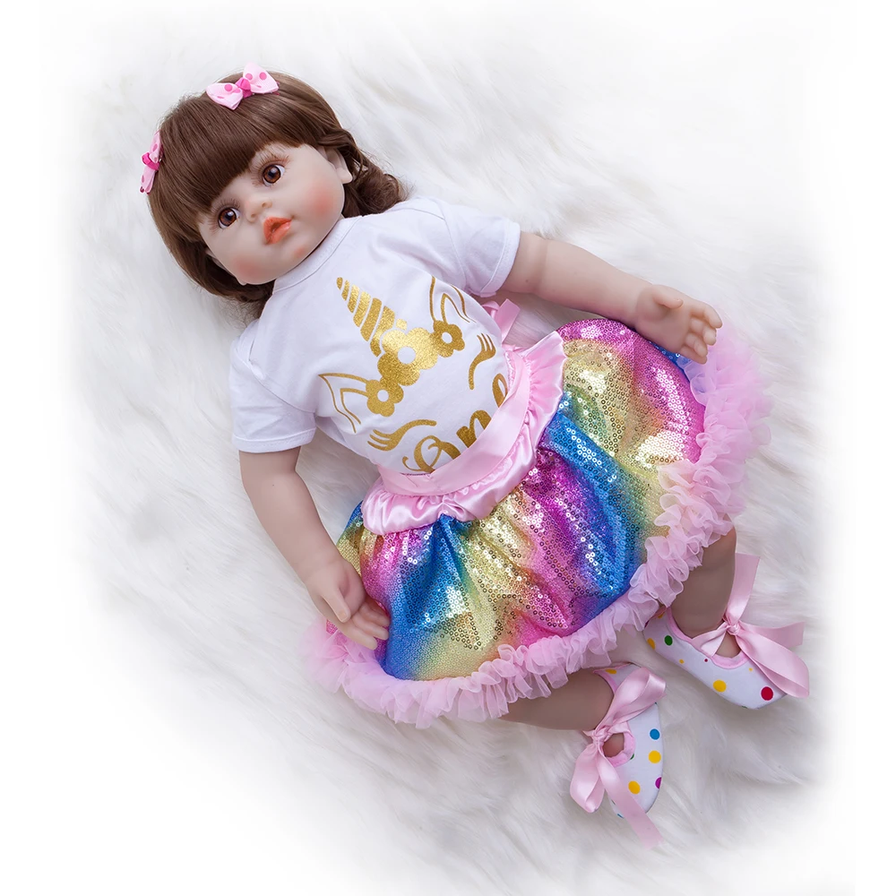 2" 58 см большой прекрасный живой Кукла Reborn Girl игрушка мягкий силиконовый парик для волос Reborn Реалистичная кукла принцесса для ребенка Playmate