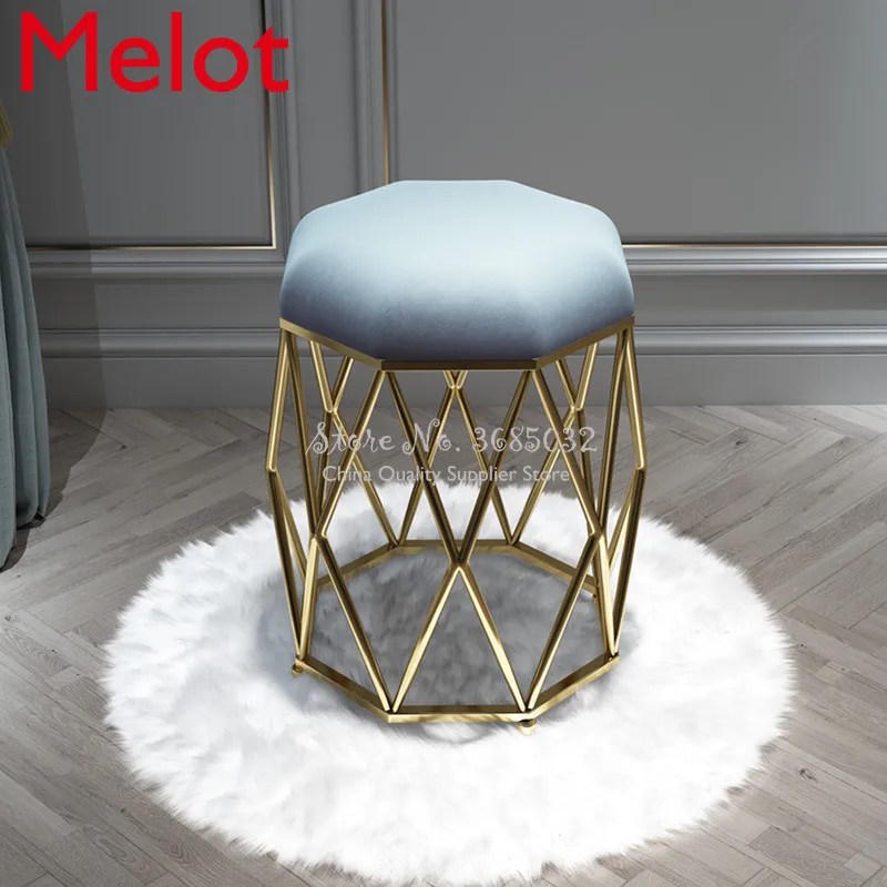 

Luxury Nordic Golden Macaron Color Dressing Stool Change Shoes Small Pink Sofa Stools & Ottomans Living Room Furniture