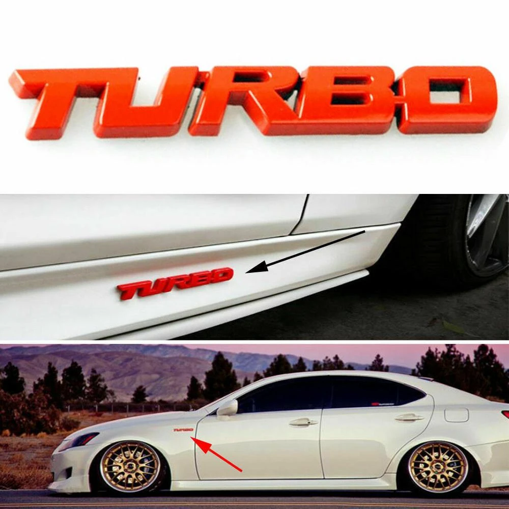 3D Car Silver Metal  Turbo Letter Emblem Badge Logo Sticker Decal Fender Body
