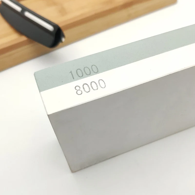 Двухсторонний точильный камень 1000/8000 зернистость с бамбуковым основанием и