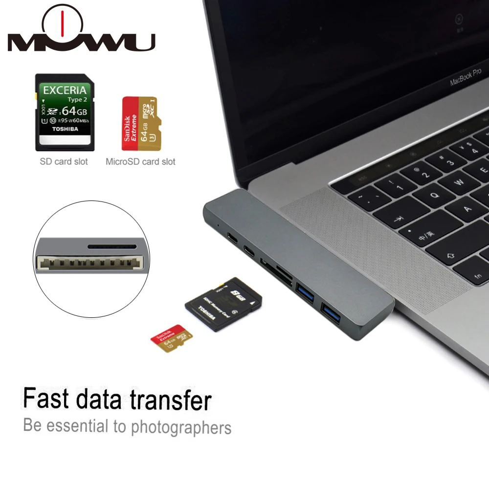 USB-C концентратор к HDMI адаптер Thunderbolt 3 USB C Узловая док-станция с USB 3,0 концентратор PD TF SD кард-ридер для MacBook Pro