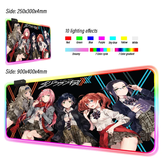 Anime Zero Two Big Breast Girl Rgb Mouse Pad Computer Led Gaming Mouse Pad Gamer Large Darling In The Franxx Keyboard Desk Mat Mouse Pads Aliexpress