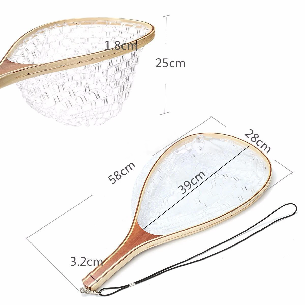 Fishing Landing Net Wooden Handle Fly Trout Soft Rubber Net Mesh Catcher Collapsible Fishing Tools Portable Landing Dip Net