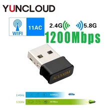 Mini Usb Wifi Adapter 802.11AC Dongle Netwerkkaart 1200Mbps 2.4G & 5G Dual Band Wireless Wifi Ontvanger voor Laptop Desktop