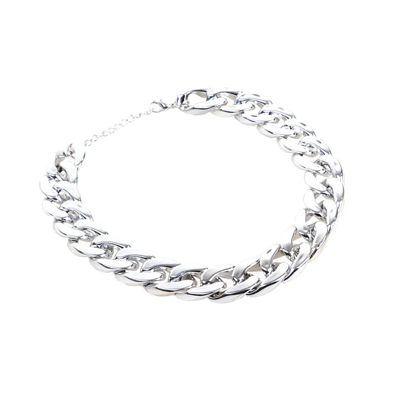 Серебристый Ошейник для собаки ошейники трендовые удобные блестящие толстые позолоченные цепи пластиковые идентификационные ошейники для щенков товары для собак - Цвет: Серебристый