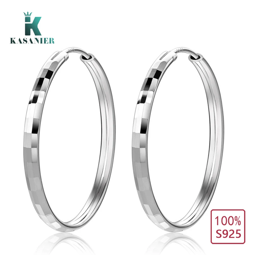 KASANIER Стерлинговое Серебро 925 ромбовидные серьги Популярные Модные ювелирные изделия крест круглые большие серьги для женщин