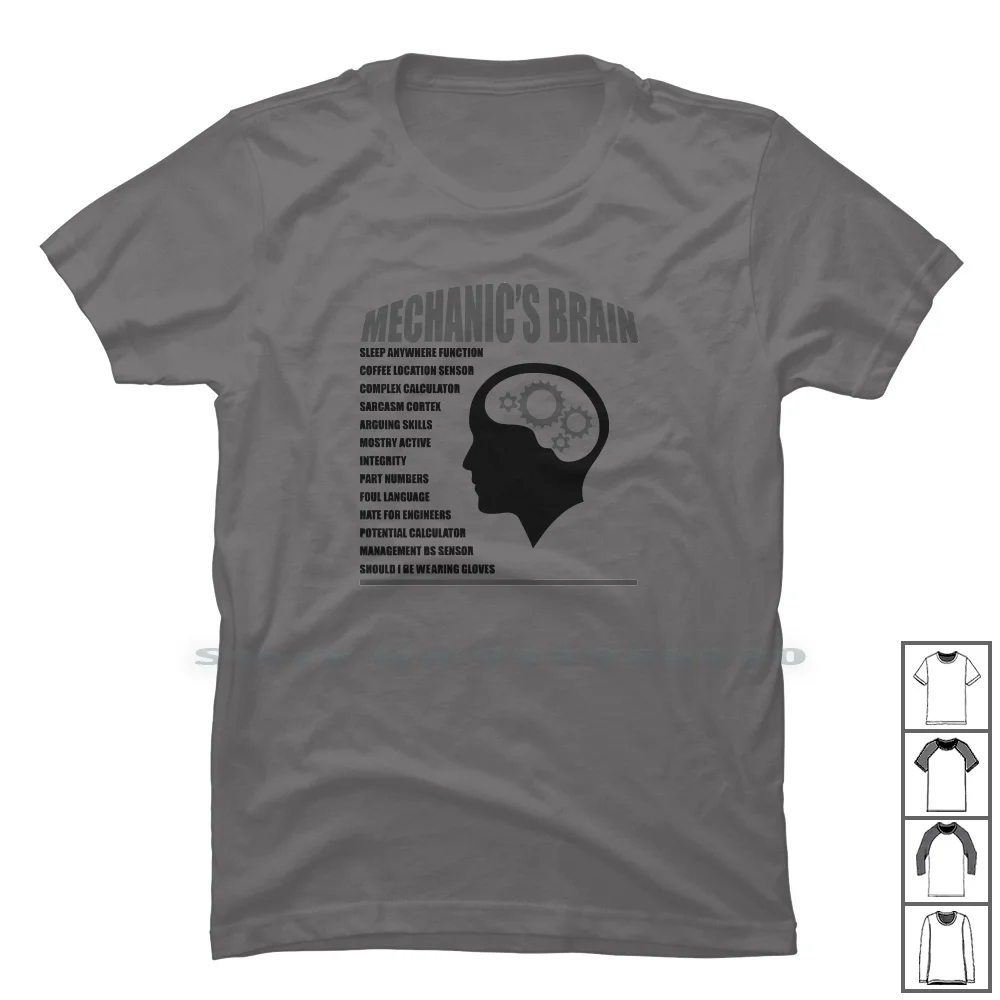 Maglietta Del Cervello Del Meccanico 100% Cotone Meccanico Brain Rain Ra Me