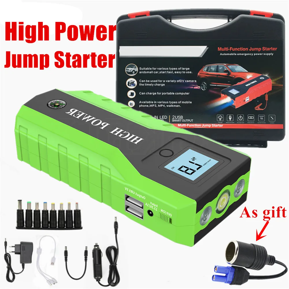 GKFLY аварийный автомобильный скачок стартер power Bank 12 В 1000A портативный пусковой усилитель устройства Автомобильное зарядное устройство для автомобиля батарея Buster светодиодный - Цвет: Green with box
