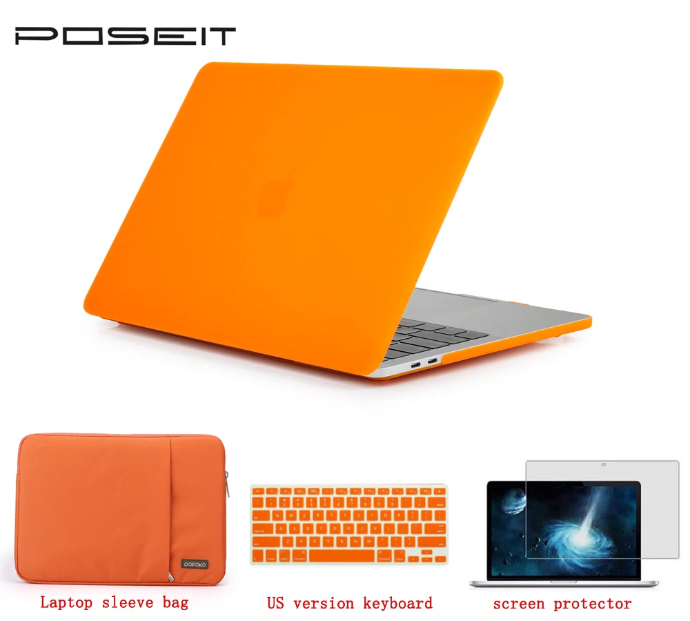 orange 4в1 Матовый Жесткий чехол-клавиатура для Macbook Pro Air retina Touch Bar 11 12 13 15 16 дюймов Сумка для ноутбука A2159 A1932 - Цвет: orange