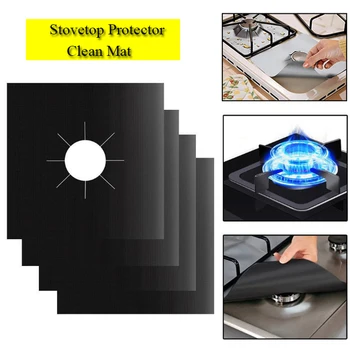 

1PC Gas Stove Protector Cooker Cover Liner Clean Mat Kitchen Solid Color Teflon Stovetop Protector Kitchen Accessories