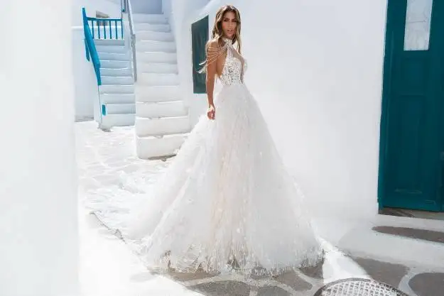 Lace Floral Wedding Dress 