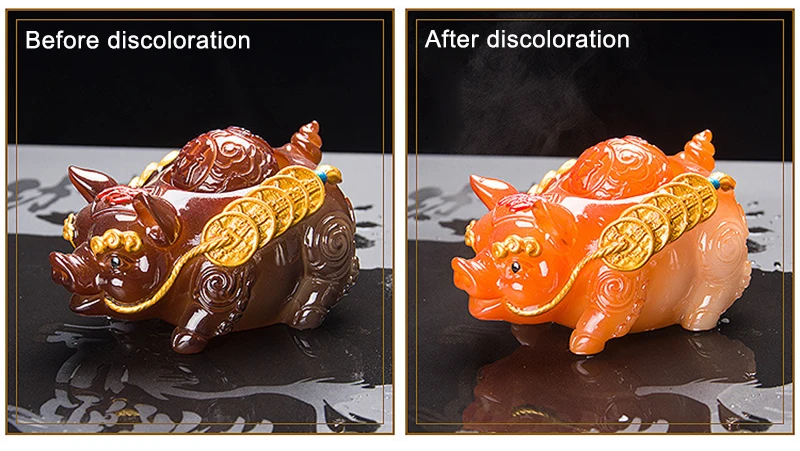 Необычные сувениры украшения чайный набор для домашних животных, аксессуары для чая, милая свинка. Корпус горячей воды изменит цвет китайские ремесла