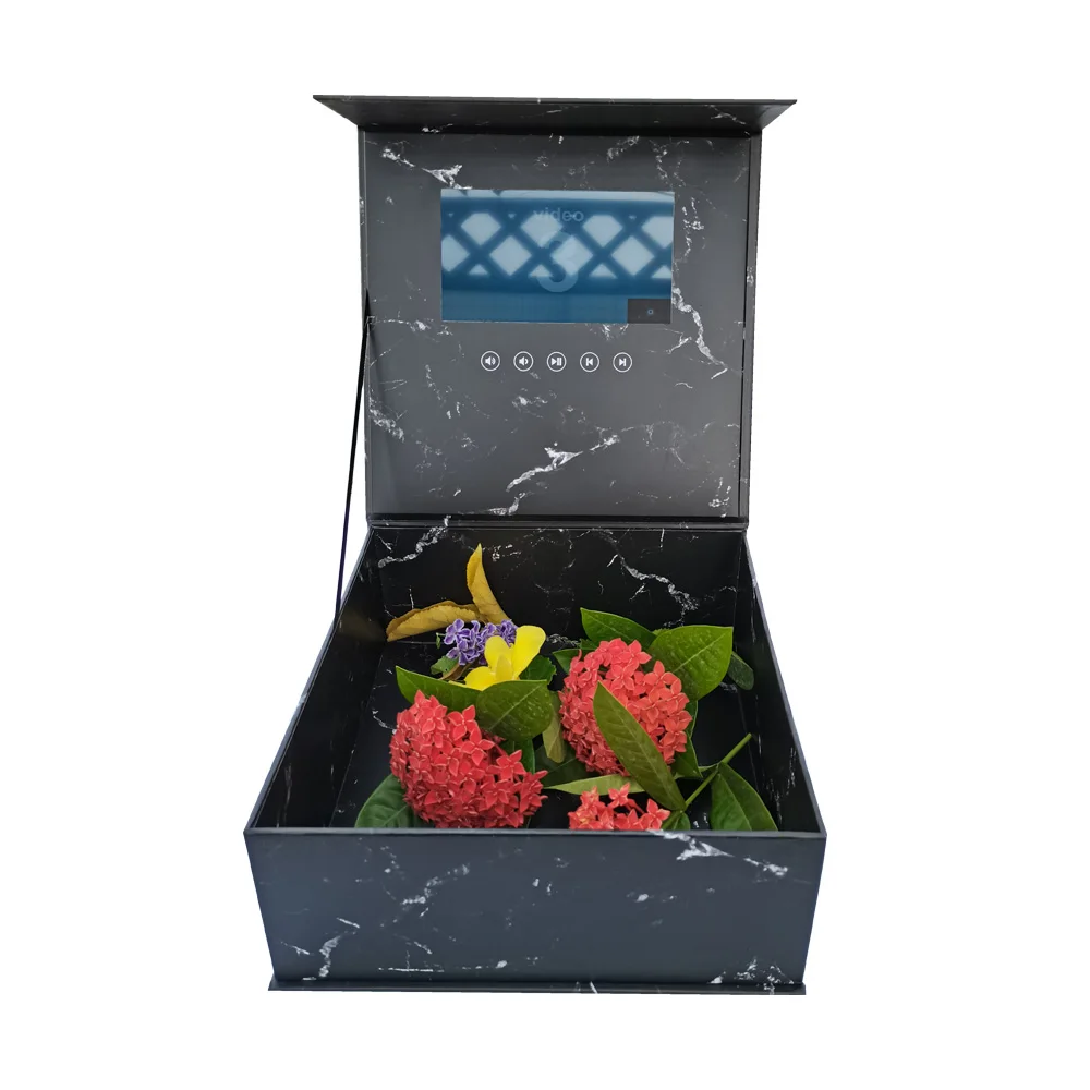 Wedding Birthday Valentine's Day Christmas Video Brochure Advertising Player Promotional Gifts Greeting MP4 Screen Flowers Box mp4 player music player mini media player