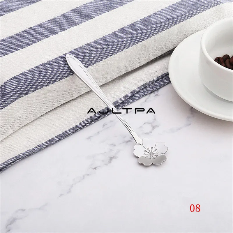 1200Pcs Stainless Steel Tea Coffee Spoon Juice Spoon Ice Cream Spoon Kitchen Tableware Creative Flower Shape Silver