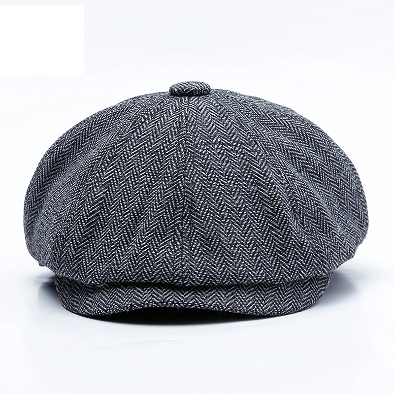 Dark Gray Зимние шапки Newsboy, мужские остроконечные шоры, мужские береты, шапка, теплый твид, восьмиугольная шапка для мужчин, шапки детектива, Ретро стиль, плоские шапки, шапка - Цвет: Dark Gray