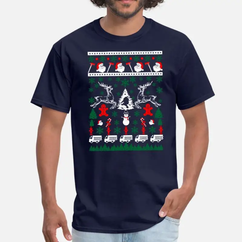 Men-Navy Blue На заказ Пожарный уродливый свитер Рождественская Мужская футболка женская черная облегающая футболка мужская негабаритная S-5xl женские хип-хоп топы - Цвет: Men-Navy Blue