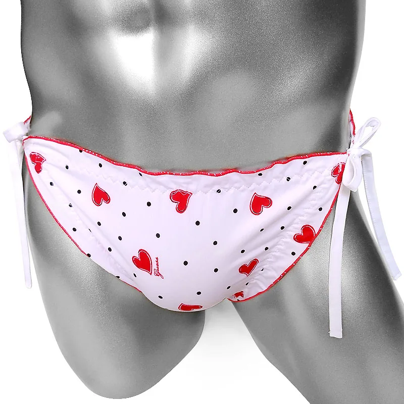 

Sissy Panties Adjustable waist With Heart Printed Dot Sexy Lingerie Men Briefs Underwear Cute Ruffles Sissy Underpants