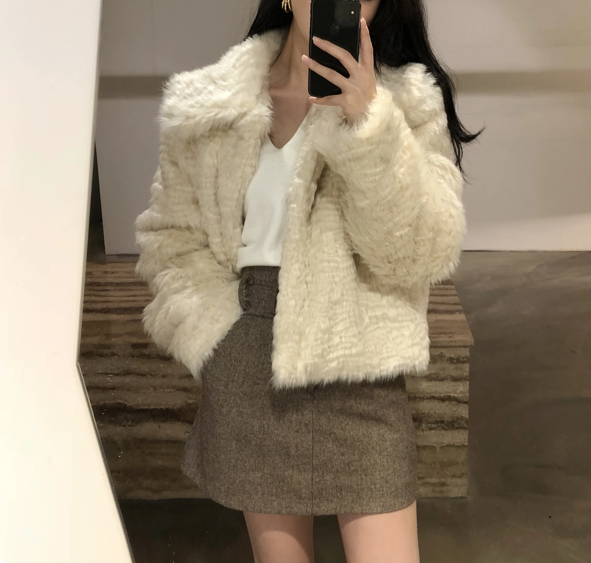 Женское зимнее плотное пальто, теплое, длинный рукав, отложной воротник, Kawaii, милое, Harajuku, свободное, элегантное, корейское, винтажное, повседневная куртка