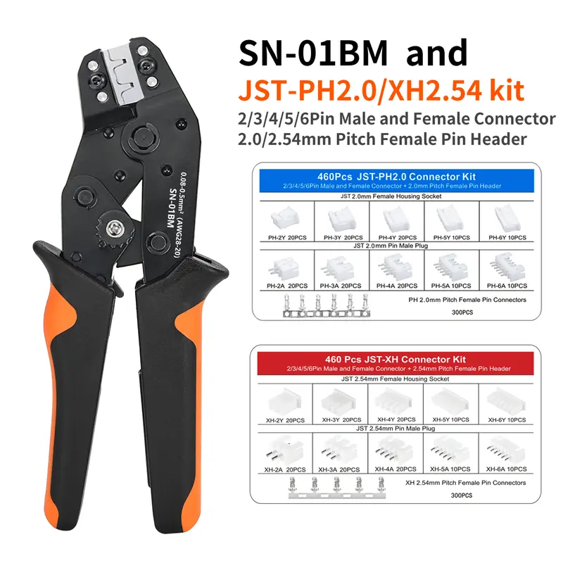 SN-01BM Micro Connector Ratchet Crimping Tool Kit Jst PH2.0/XH2.54 Terminals Wire Crimper Plier Set Mini Clamp Tool - Image 9