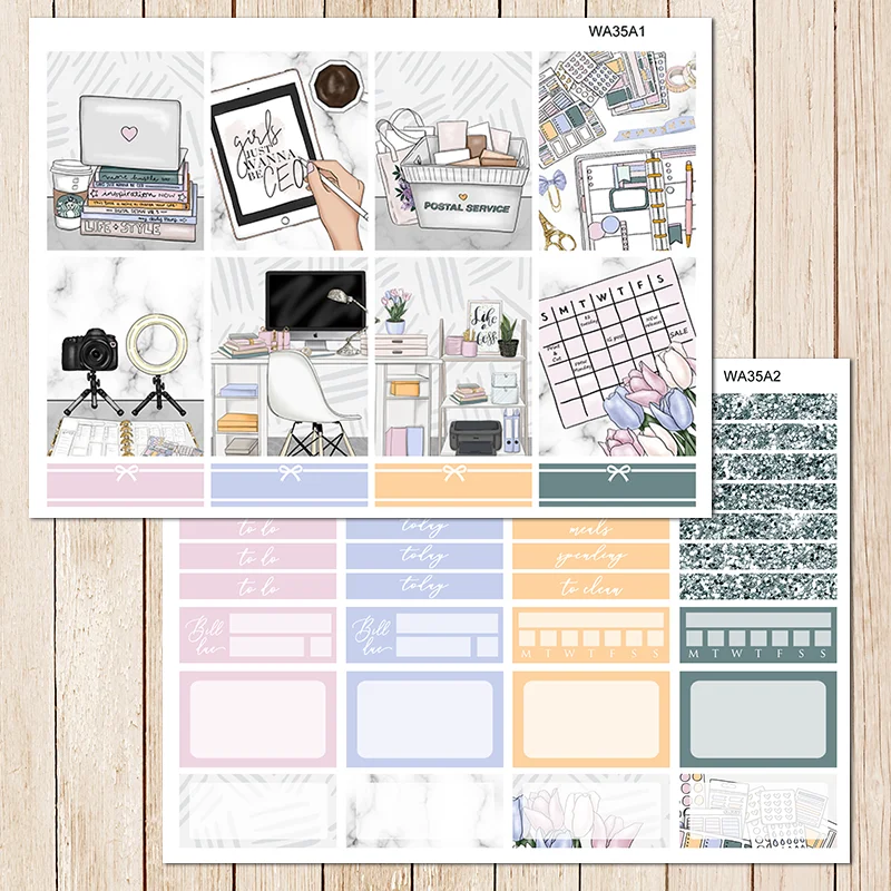 

7sheets/pack Female Bosses'Daily Life Weekly Label Decorative Sticker DIY Planner Diary Scrapbooking Album Stickers