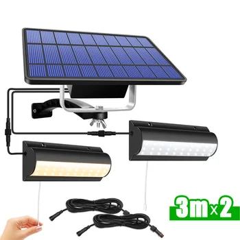 

Double Heads LED Solar Light Outdoors Indoors Lighting Waterproof Pull Switch Solar Security Lamp for Garden Pathway Front Door