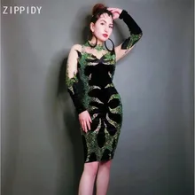 Стиль, стразы, сценическое черное платье, платье для выпускного вечера, Одежда для танцев, наряд для дня рождения, платье певицы