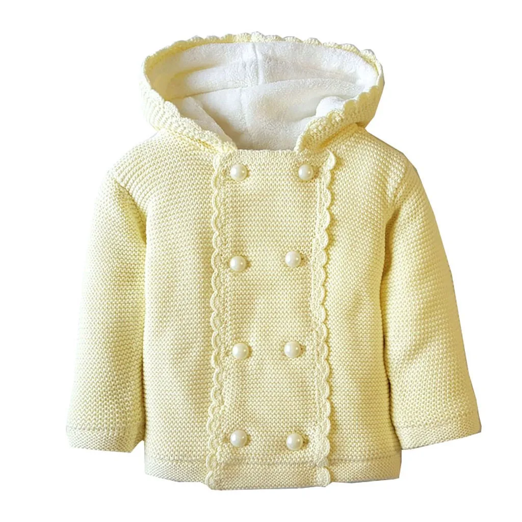 Детский свитер высокого качества; двубортный Теплый Бархатный вязаный свитер с капюшоном для маленьких мальчиков и девочек; верхняя одежда; пальто;@ 45