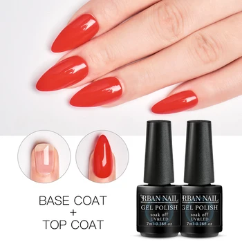 

RBAN NAIL 7ml Tempered Luminous Top Coat And Base Foundation Gel Polish UV LED Nail Polish Semi Vernis Permanent Gel Varnish
