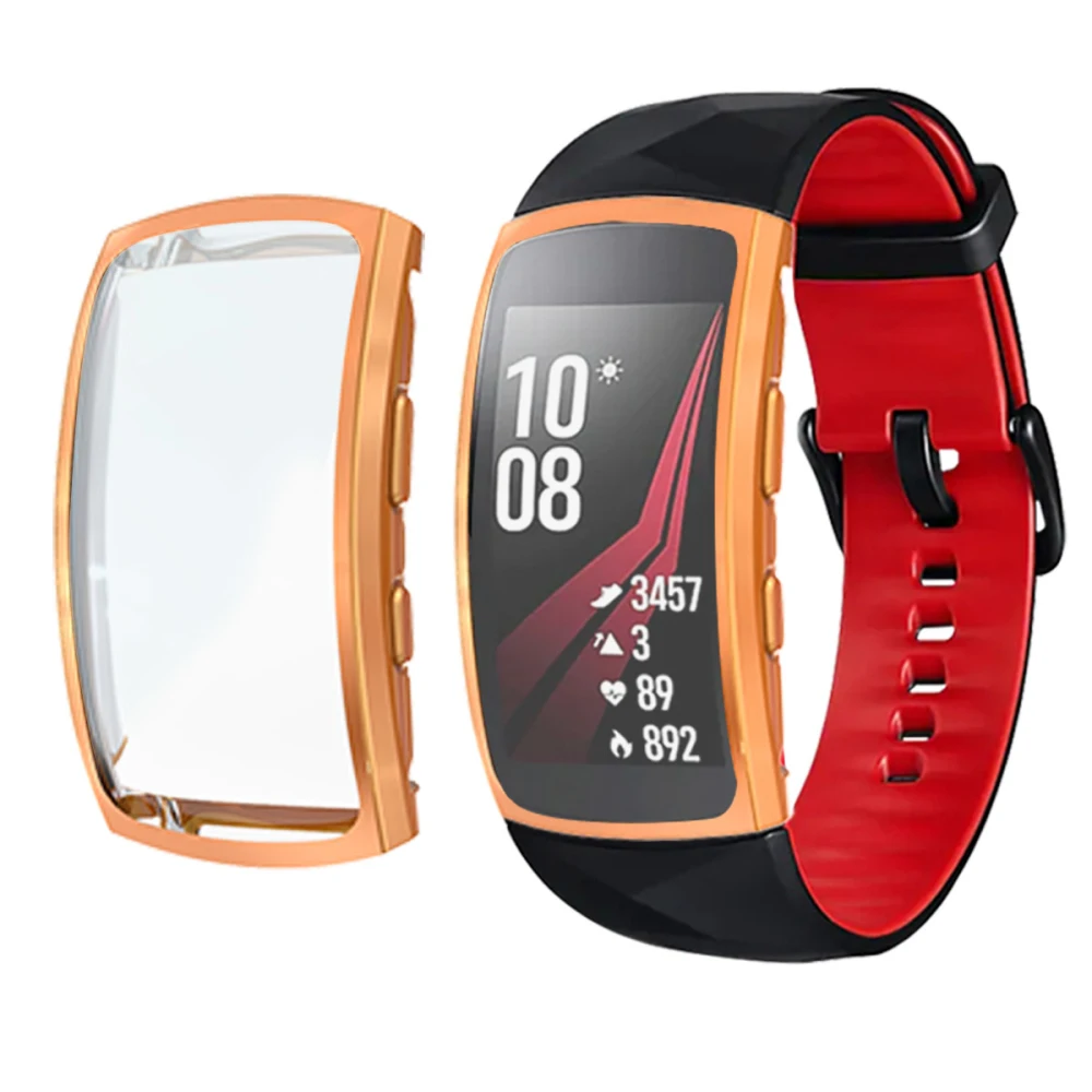 Защитный чехол для экрана samsung gear Fit 2 Pro ударопрочный прозрачный мягкий ТПУ защитный чехол для gear Fit 2Pro fit2 - Цвет: Розовое золото