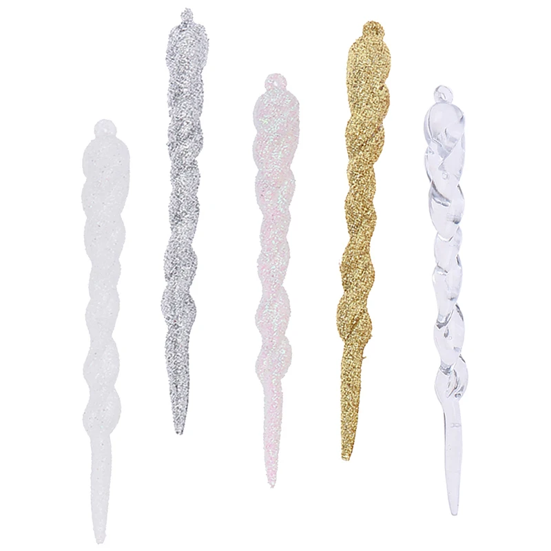 10Pcs 13cm Simulation Ice Xmas Tree Hanging Ornament Fake Icicle Prop For Winter Frozen Party Christmas Tree Hanging Decoration