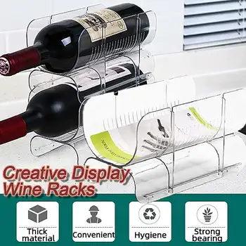 

Refrigerator Organizer Kitchen Bottle Storage Rack Stackable Wine Holder Bottles Display Shelf Fridge Stackable Organizer Rack