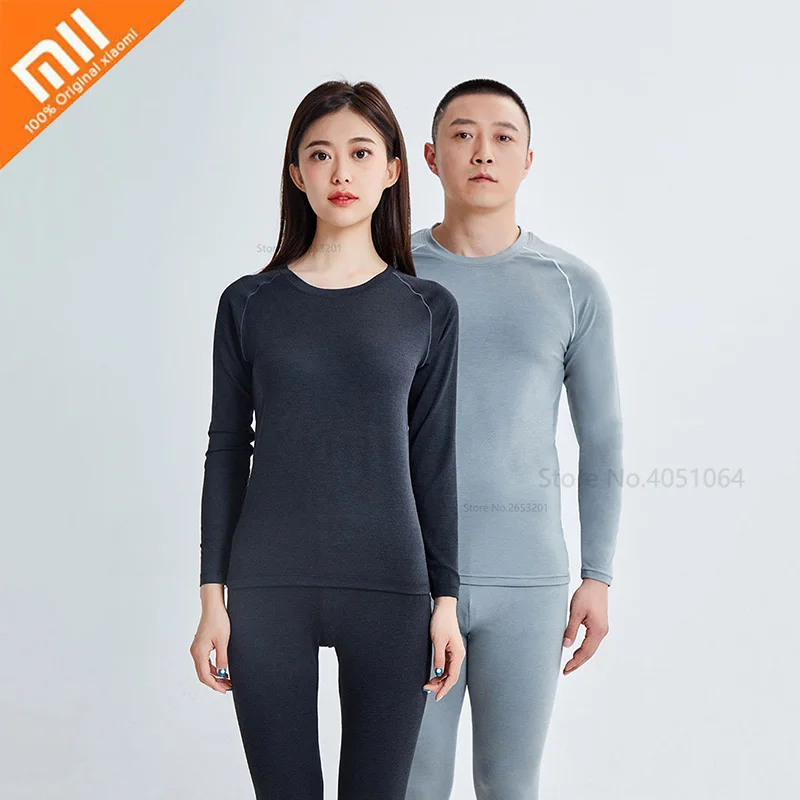 Xiaomi кофейное трикотажное теплое Спортивное нижнее белье, мягкие осенне-зимние колготки, комплекты термобелья, домашняя пара пижам для мужчин и женщин