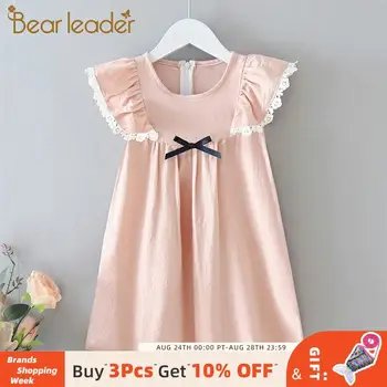 

Bear Leader Girls Kids Dresses 2020 New Summer Kids Lace Sleeve Dress Kid Baby Bow Ribbon Vestidos Children Clothing Girl 2 7Y