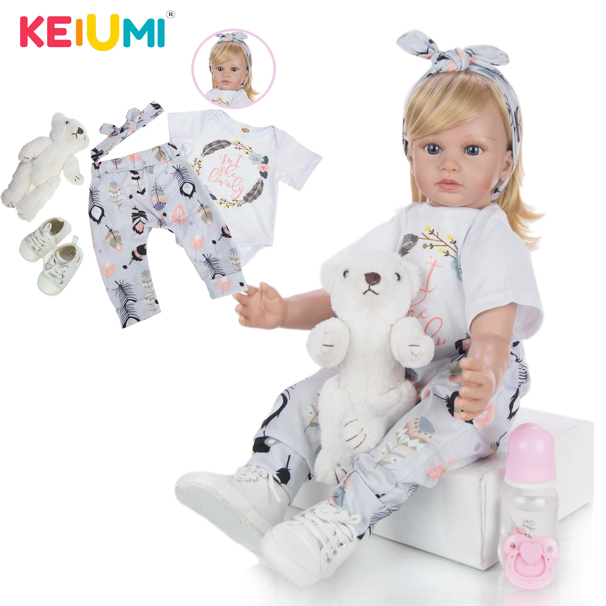 KEIUMI 24 дюйма куклы для новорожденных ручной работы силиконовые игрушка 2 выбор