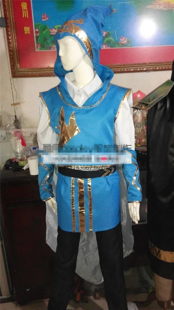 

halloween Ashe cosplay costume for men LOL blue classics dress A