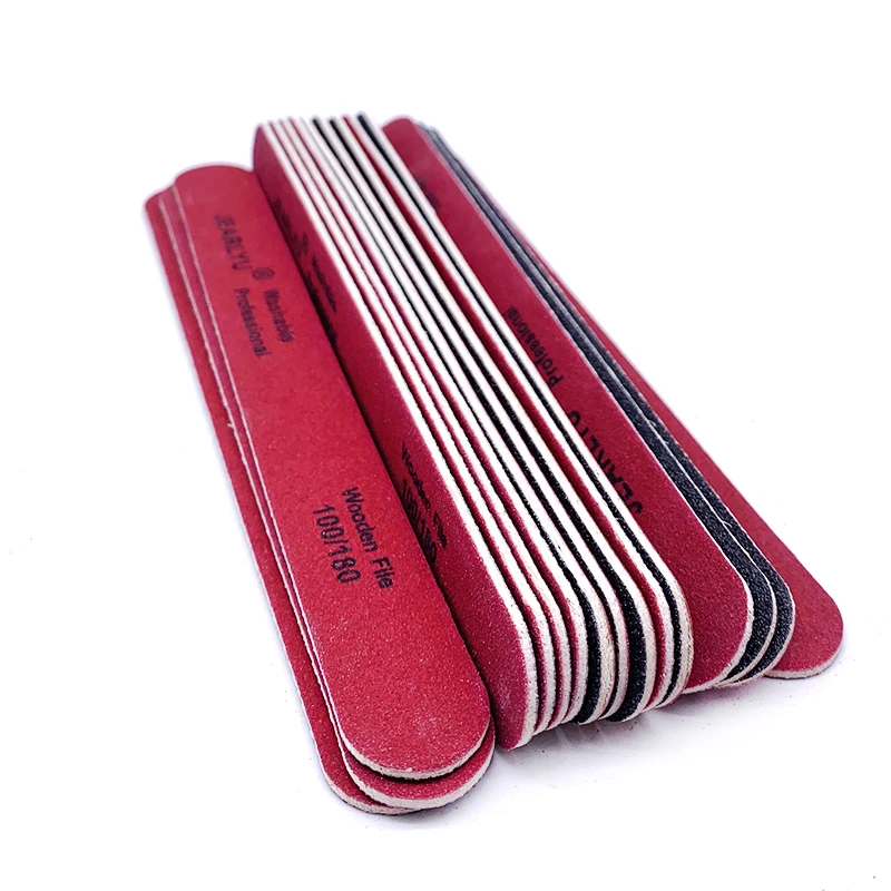 20pcs/lot Nail Art Sanding Nail Files 100/180 Girt Wooden Sandpaper UV Gel Manicure Pedicure Nail Tools Salon Lima Buffer Tools