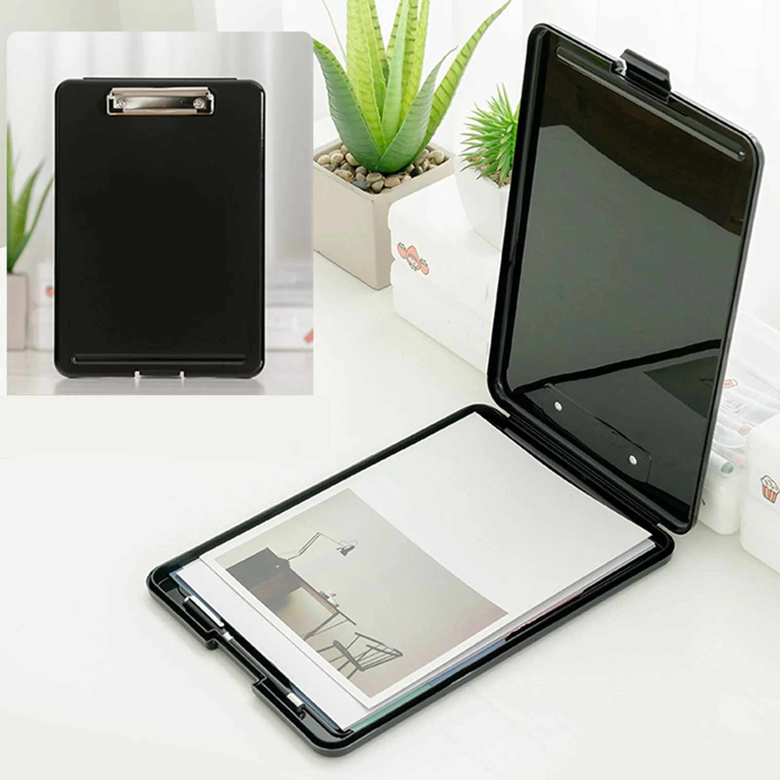 Plastic A4 Clipboard File Box Waterproof Document Folder Filing File Test Paper Cases Multifunctional Office Stationery