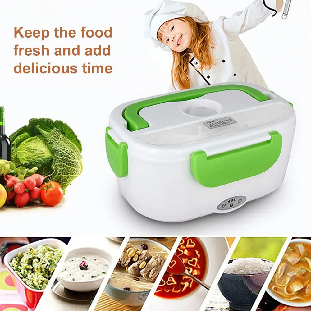 

Electric Heating Lunch Box Food Rice Storage Container Warmer Heater with Spoon