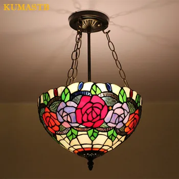 

Stained Glass Anti-chandelier Lustre Countryside Bedroom Lampara Study Dining Room Balcony Stairway Bar Cafe Hotel Light