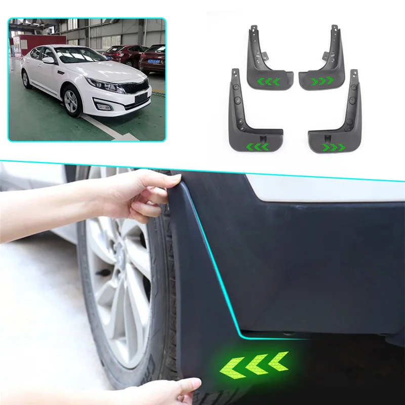 Передние Задние Автомобильные Брызговики для крыла Светоотражающие Предупреждение Брызговики для Kia Optima K5 2011-/ - Цвет: Green 2012-2014